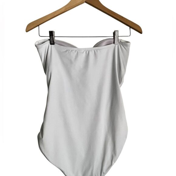 NWT Tommy Bahama White Pear Shirred Bandeau Bathing Suit - Picture 6 of 8